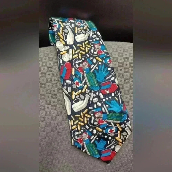 Donato By Dion Cough Please No  029 Men Dress Tie Doctor Medicine 100% Silk - Picture 1 of 6